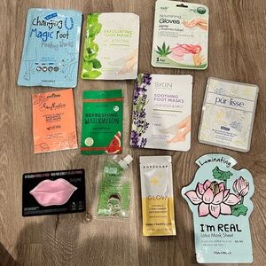 Lip masks, foot peels, face masks
